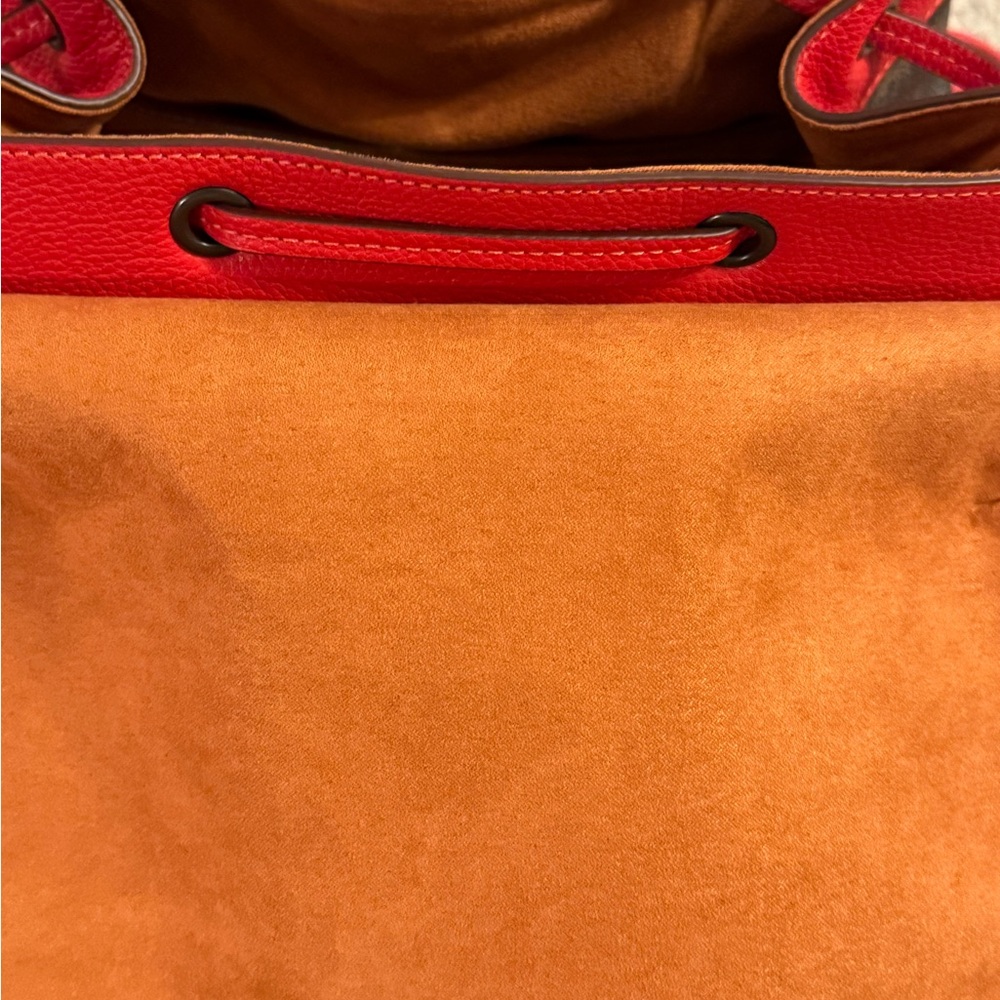 Chic Coach Backpack: Brown with Red Accents - Picture 9 of 16